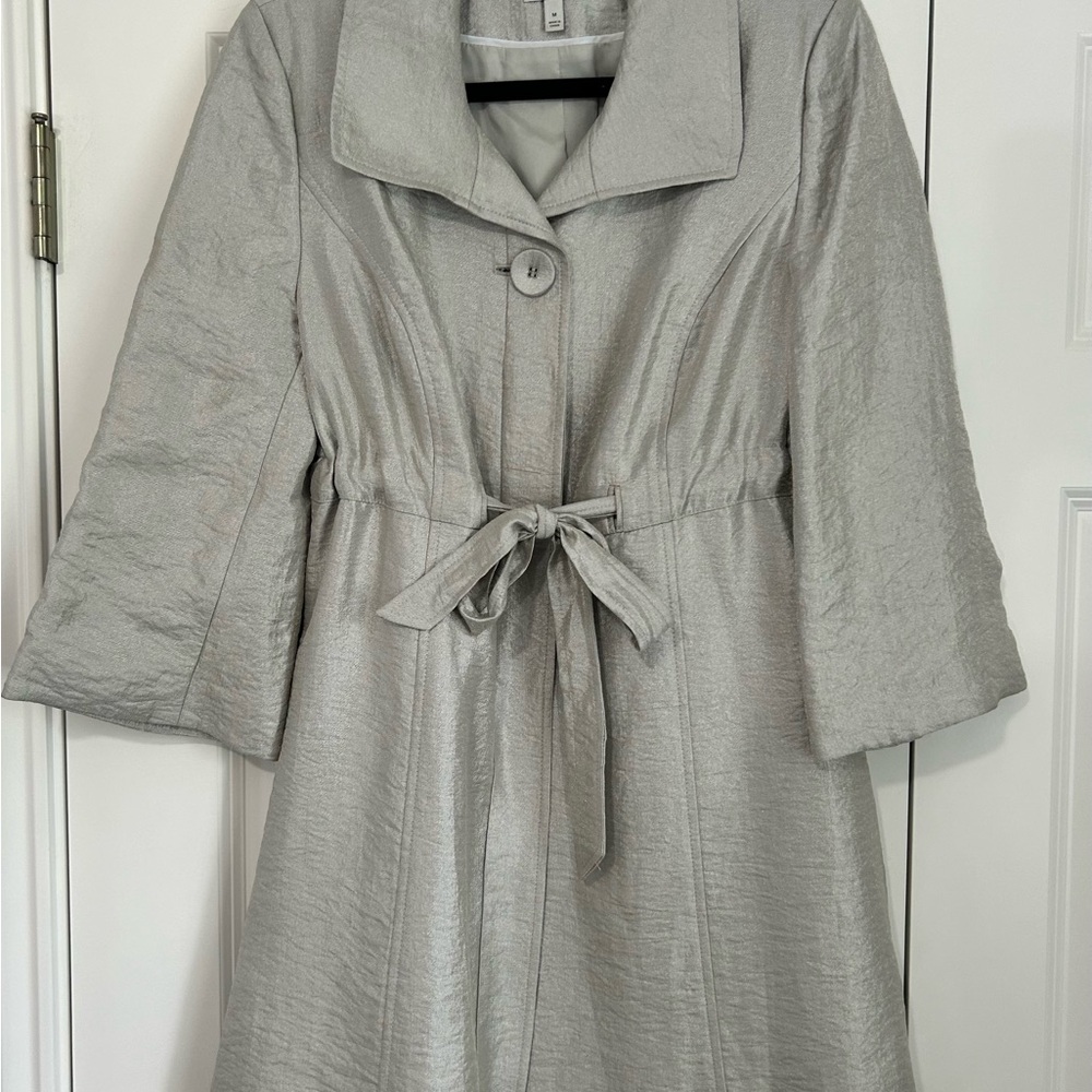 Semantiks Shimmering Metallic Silver Jacket, 3/4 sleeve